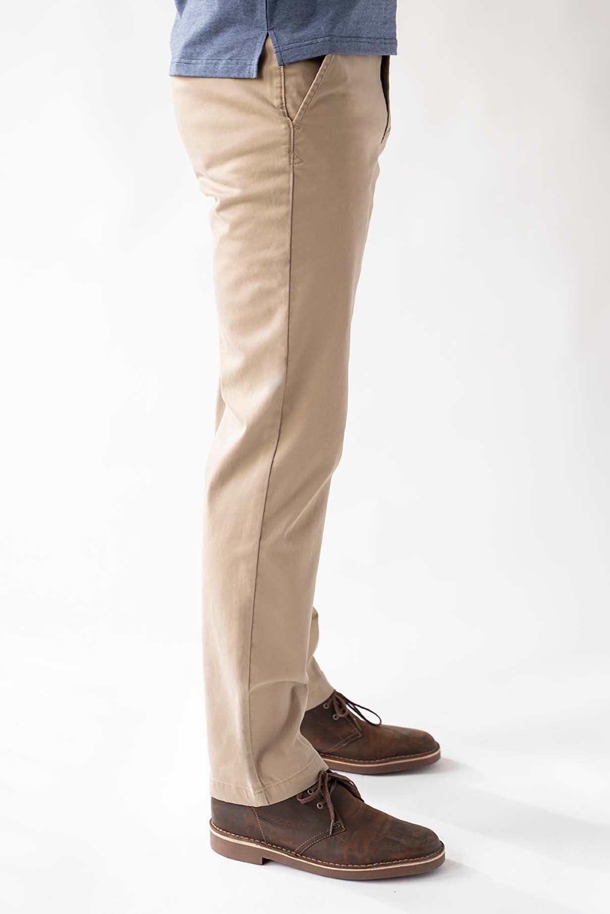 Buy Khaki Mid Rise Regular Fit Pants for Men